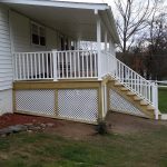Custom-built deck with stairs.